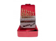 Набор сверл для металла HSS Ф1-10 мм, шаг 0,5 мм, покрытие TiN, 19 штук, металлический футляр