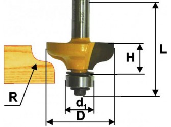 Фреза кром. калевочная ф38,1х15мм R6,35мм хв. 8мм