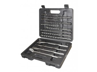 Набор SDS+ буры, пики, зубила, 13 штук, пластиковый кейс