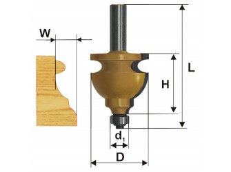 Фреза кромочная фигурная Ф44,5Х28,6 мм, хвостовик 12 мм