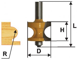 Фреза кромочная полустержневая ф28,6мм R6,3мм хв 8