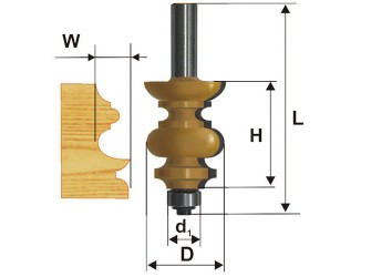 Фреза кромочная фигурная Ф38,1Х38,1 мм, хвостовик 12 мм