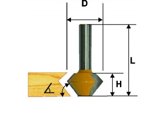 Фреза кромочная конусная Ф38,1Х22,2 мм 22,5°, хвостовик 12 мм