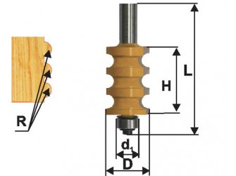 Фреза кромочная фигурная Ф22,3Х25,4 мм R3,2 мм, хвостовик 12 мм