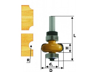 Фреза кромочная галтельная Ф25,4Х9,5 мм R4,8 мм, хвостовик 8 мм