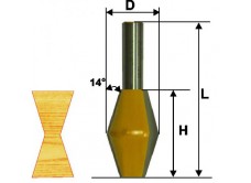 Фреза кромочная конусная Ф28,6Х45 мм 14°, хвостовик 12 мм