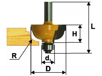 Фреза кром калевочная ф25,4х13мм R4,8мм хв 8мм
