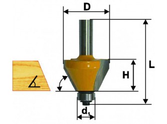 Фреза кромочная конусная Ф22,2Х13 мм 25°, хвостовик 8 мм